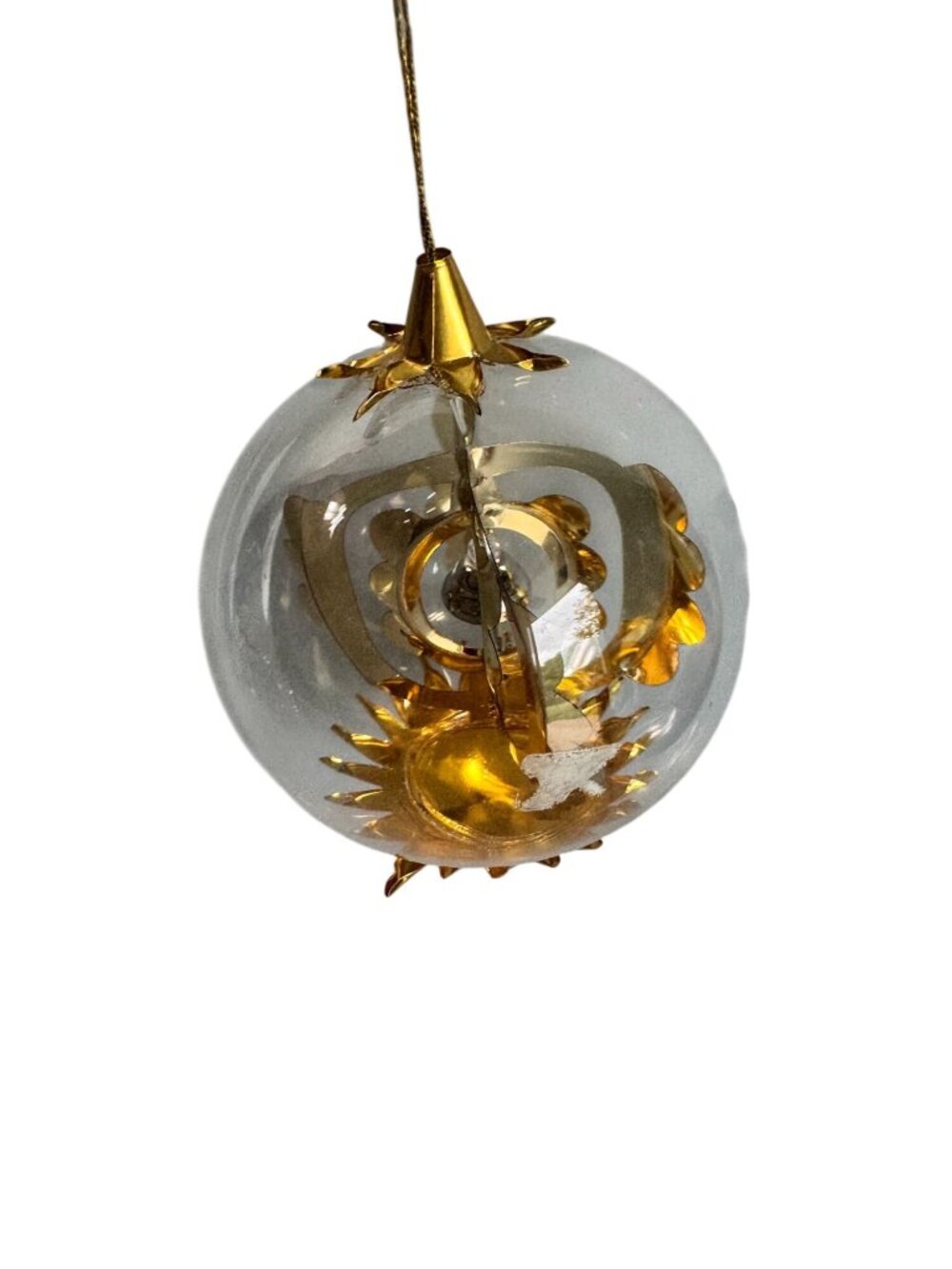 Resl Lenz Germany Glass Gyro Ornament Bell Spinner Gold Foil Globe 3 1/2" - Picture 3 of 7